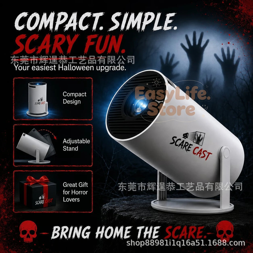 Deluxe ScareCast 180° Smart Halloween Window & Home Theater Projector