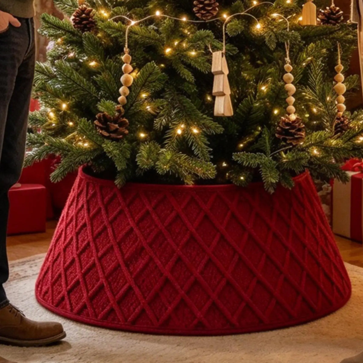 Christmas Tree Collar Round Trees Skirts Tree Bottom Decoration Family Holiday Party Christmas Tree Decorations