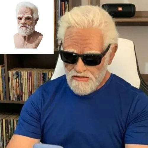 Woman Man Mask Full Head Face Realistic Silicone Grandpa Grandma Mask Simulation Supplies Halloween Decor Party Cosplay Props