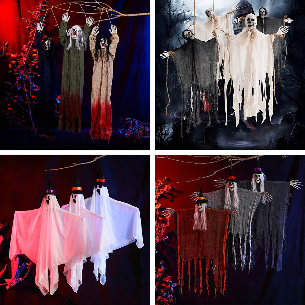 Flexibly Matched Halloween Decorations Halloween Skull Ghost Decoration Spooky Halloween Hanging Ghost for Haunted for Porch