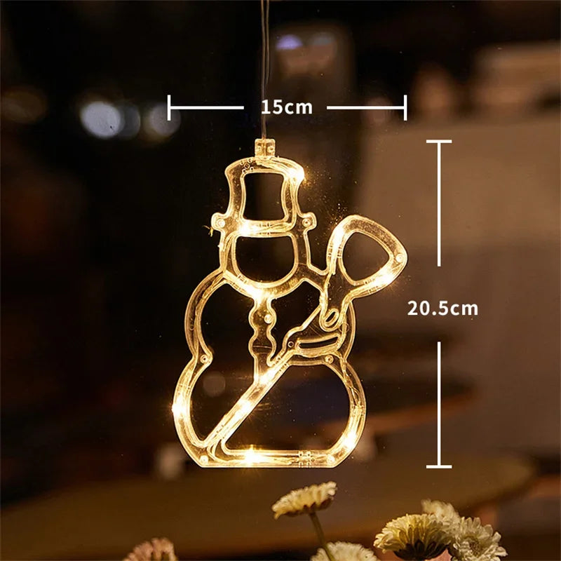 Christmas LED Light Snowflake Santa Hanging Battery-operated Window Ornaments Decoration for Home Xmas Navidad New Year Decor