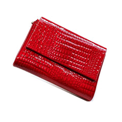 Deluxe Women's Alligator Embossed Genuine Cow Leather Trifold Wallet