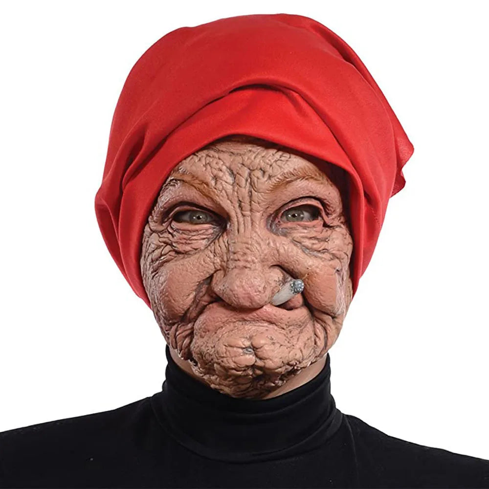 Woman Man Mask Full Head Face Realistic Silicone Grandpa Grandma Mask Simulation Supplies Halloween Decor Party Cosplay Props
