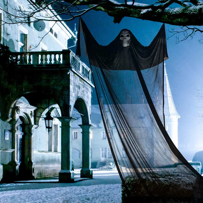 Halloween Hanging Ghost Decoration Scary Skeleton Ghost Spooky With Creepy Sound And Glowing Mask Home Outside Yard