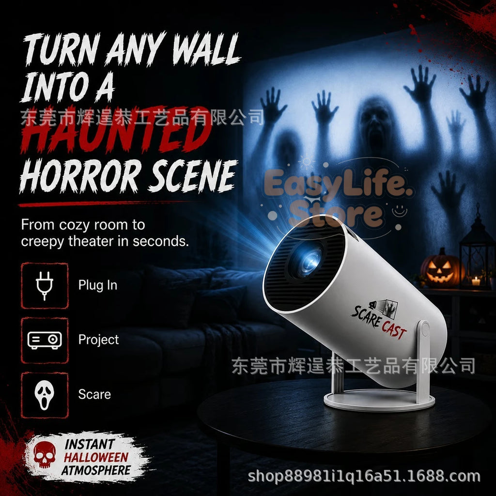 Deluxe ScareCast 180° Smart Halloween Window & Home Theater Projector