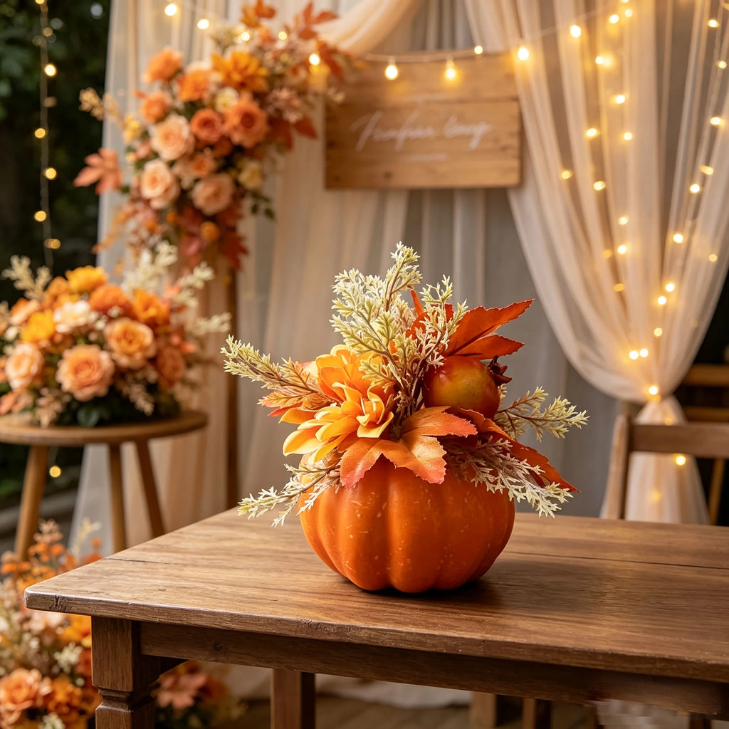 1 Piece Thanksgiving Harvest Artificial Flower and Artificial Pumpkin Decoration, Suitable for Placing and Arranging at the Home Dining Table during Harvest Festival and Thanksgiving