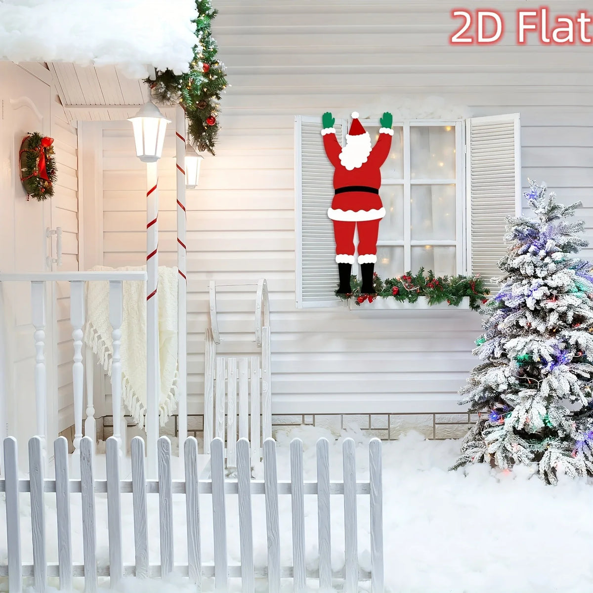 Christmas Santa Cutout Decor Climbing Santa Ornament for Front Door Porch Outdoor Xmas Holiday Home Wall Hanging Party Decor