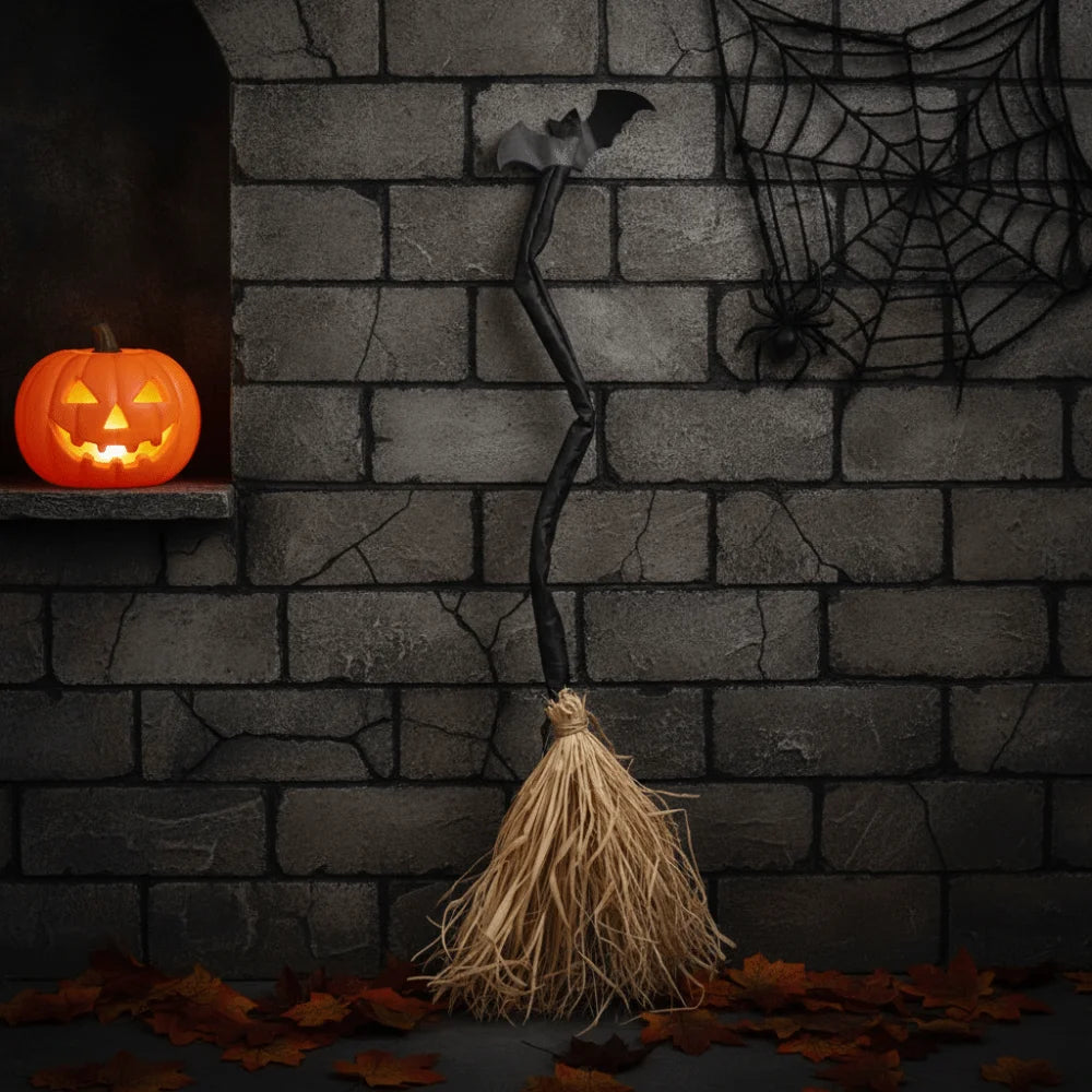 Deluxe Animated Dancing Witch Broom with Glowing LED Lights (35.4")
