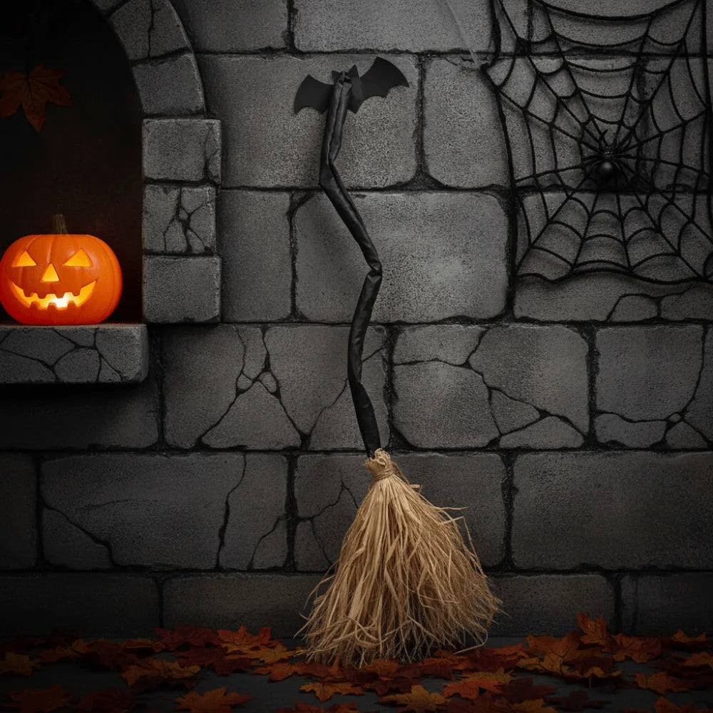 Deluxe Animated Dancing Witch Broom with Glowing LED Lights (35.4")
