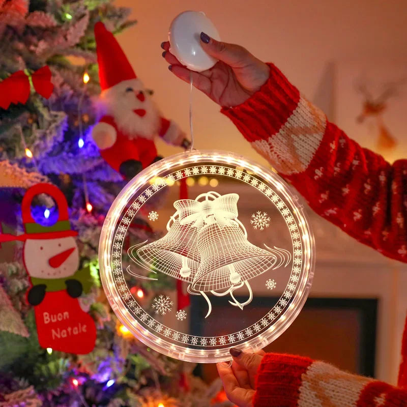 Merry Christmas LED Fairy Lights Santa Claus Elk Living Doors Windows Decoration New Year Gift 2025 Christmas Tree Hanging Light