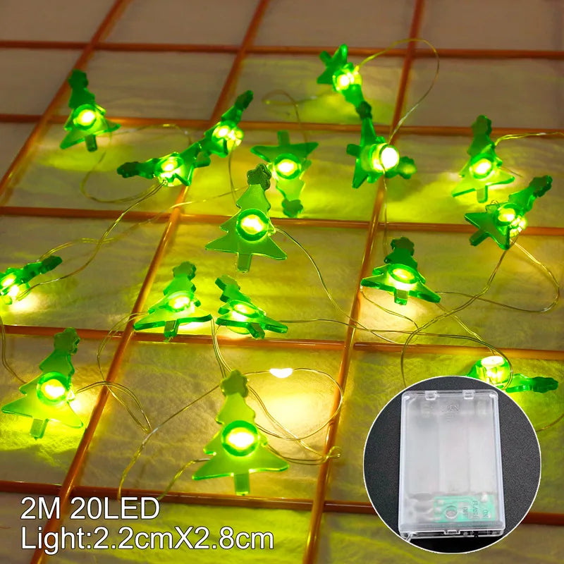 Christmas Tree String Lights Santa Claus Snowman Elk Garland 2023 Christmas Decorations for Home Xmas Ornaments Navidad New Year