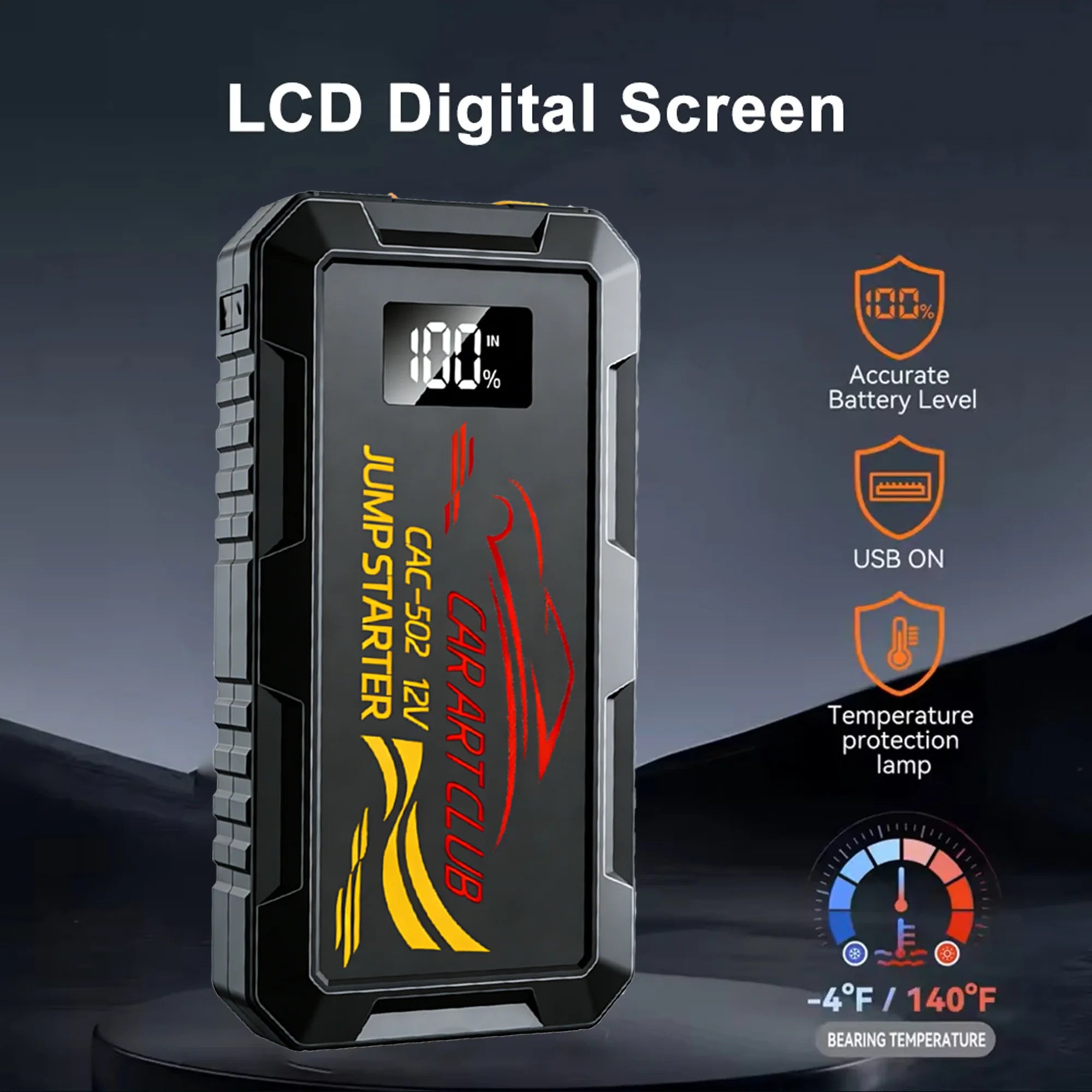 2026 12V Car Jump Starter Power Bank Portable Car Battery Booster Charger Starting Device Auto Emergency Start-up Lighting