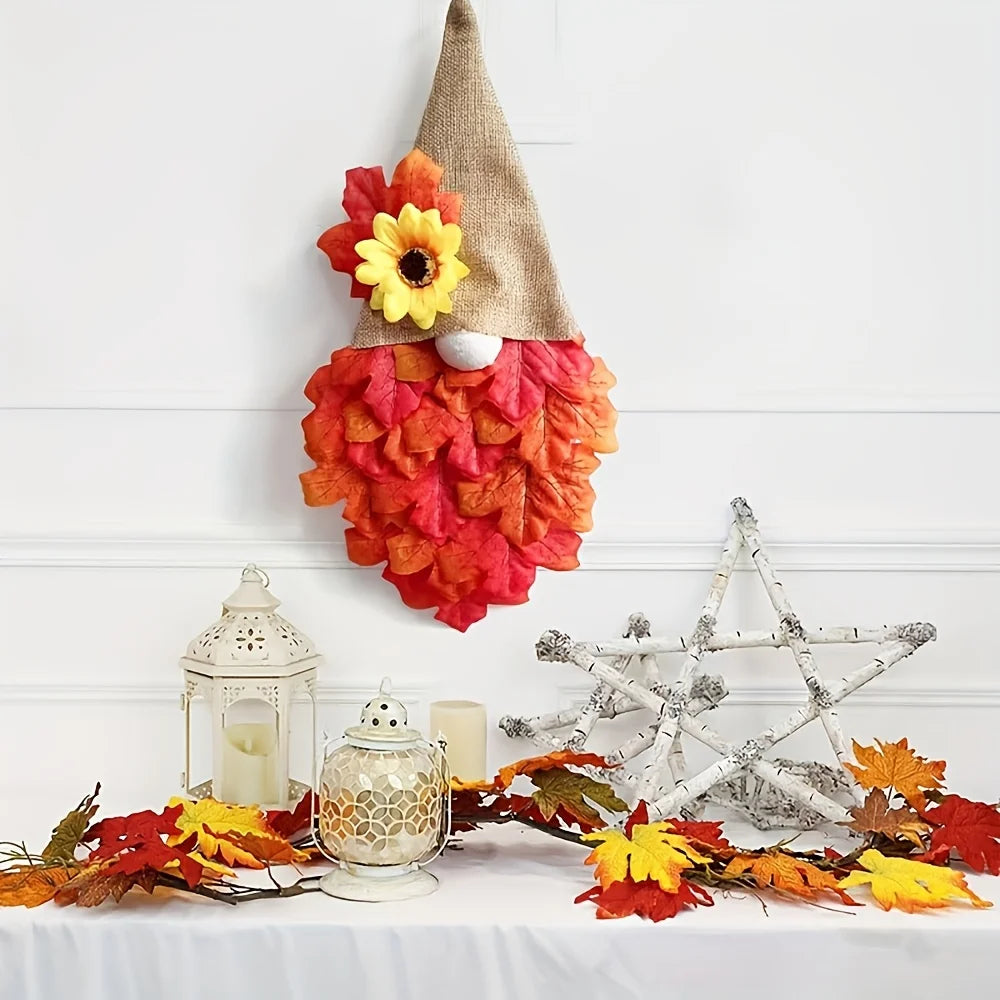 1pc Autumn Thanksgiving Door Hanging Decoration -  Easy Hang Doorway Decor with Fall Leaves - for Thanksgiving,Christmas