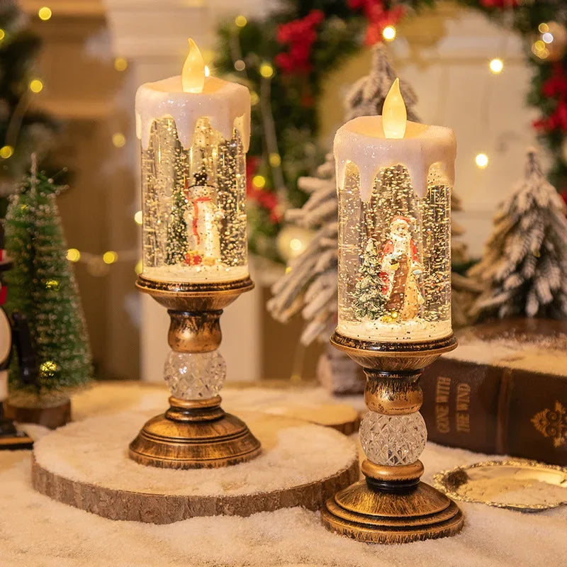 Christmas Decorations Candles Christmas Crystal Snow Lights Children's Birthday Christmas Gifts Scene Layout Holiday Decoration