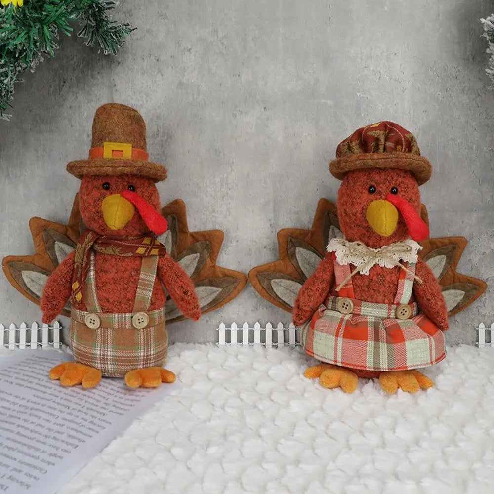 Creative Thanksgiving Turkey Rustic Funny Stuffed Turkey Animal Figurine Autumn Theme Decorative Stuffed Turkey