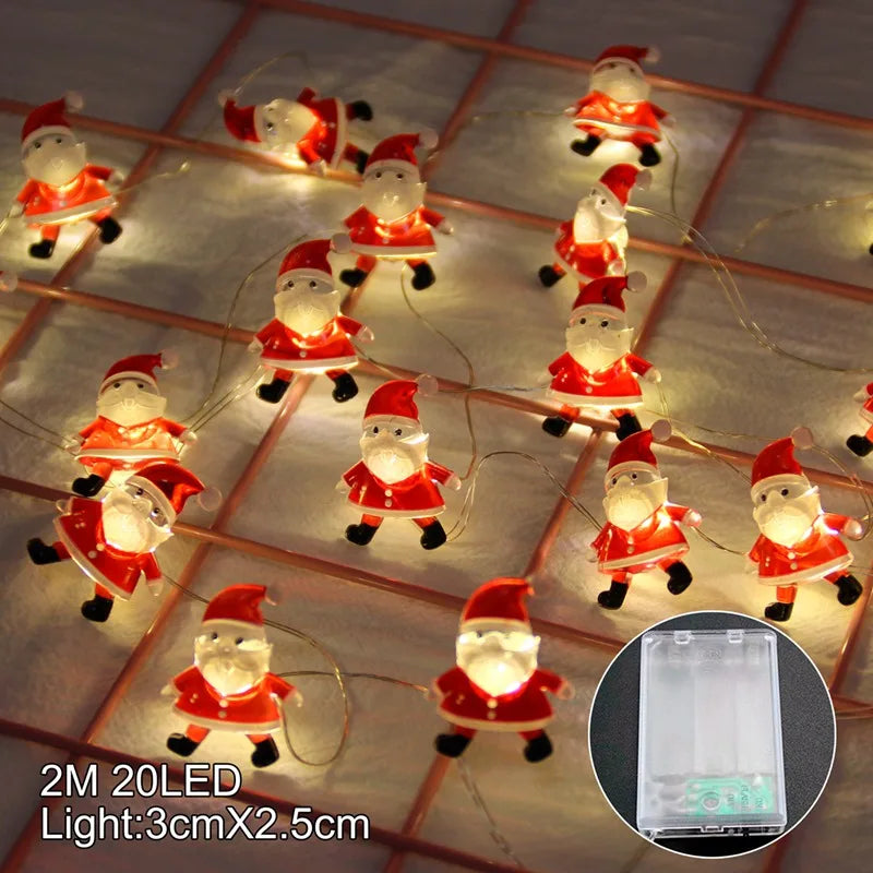 Christmas Tree String Lights Santa Claus Snowman Elk Garland 2023 Christmas Decorations for Home Xmas Ornaments Navidad New Year