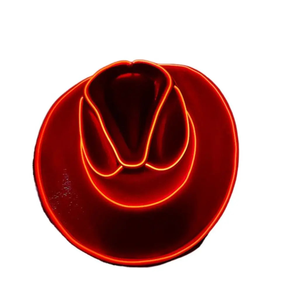 Pearlescent Neon Halloween Hats Colorful Cosplay Party Hats LED Luminous Cowboy Hat Cool Fashion Western Cowboy Hat Kids