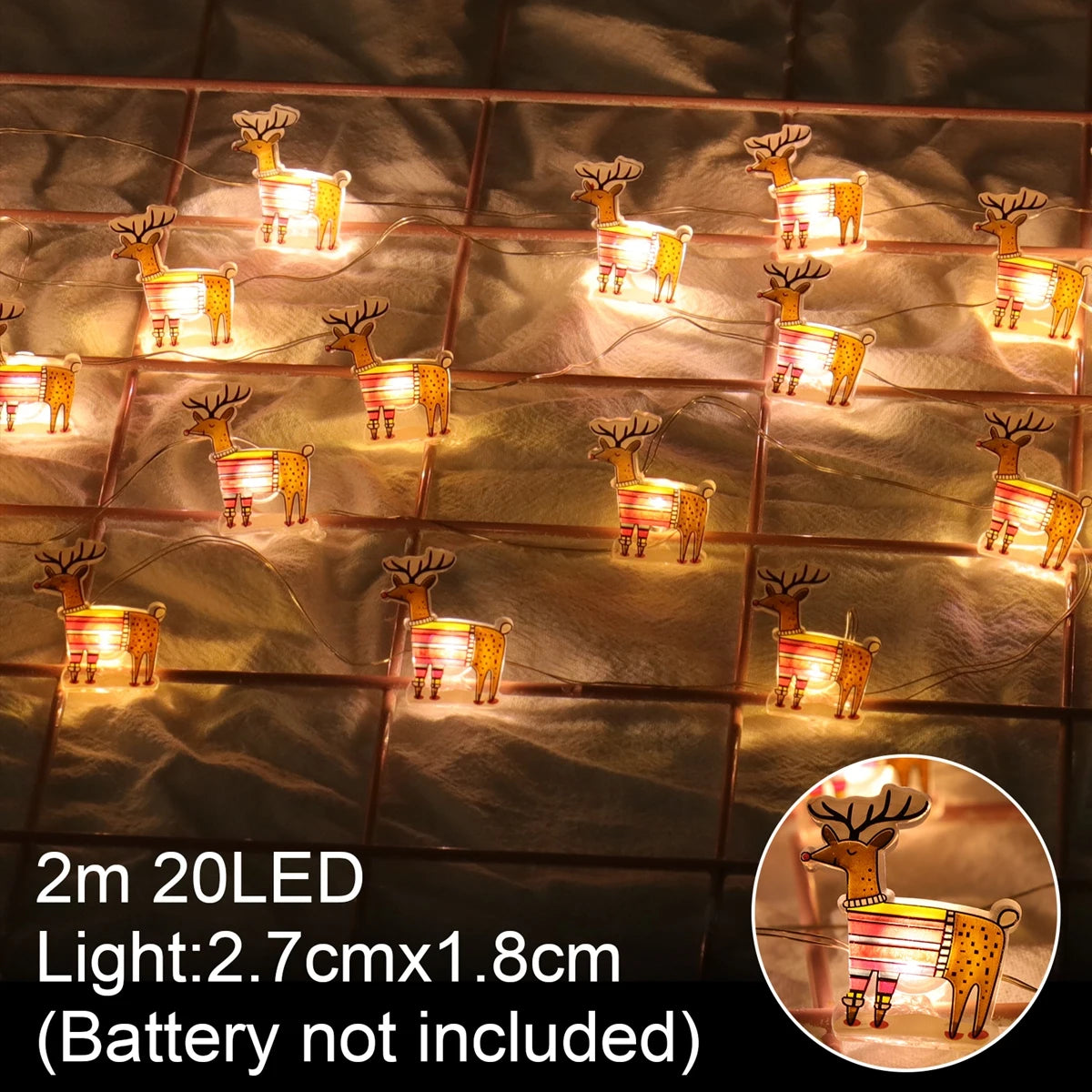 Christmas Tree String Lights Santa Claus Snowman Elk Garland 2023 Christmas Decorations for Home Xmas Ornaments Navidad New Year