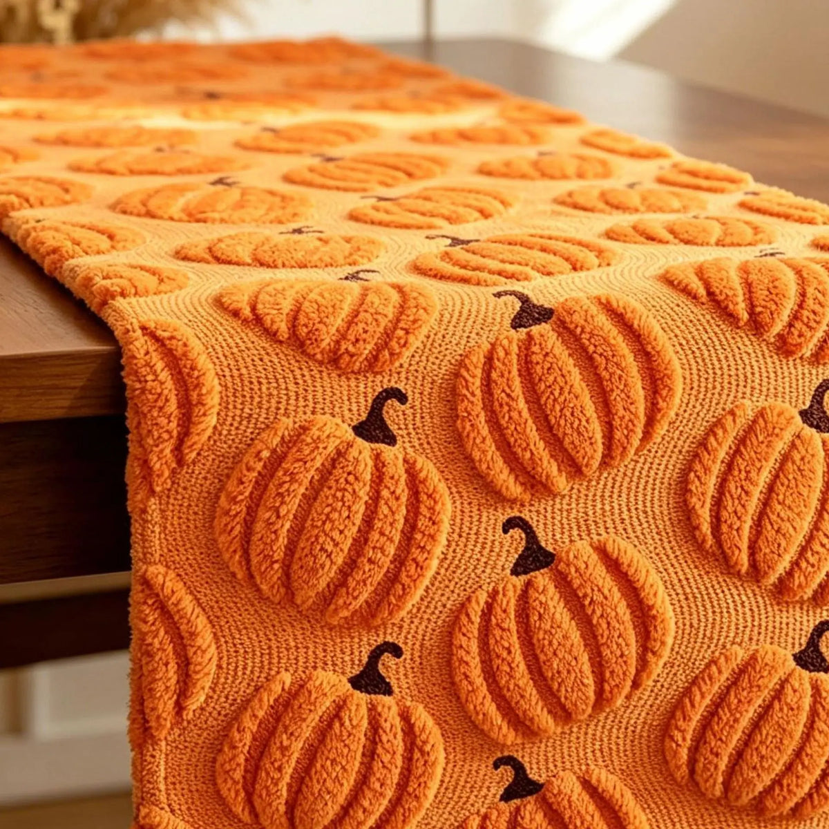 Autumn Thanksgiving Table Runner Three-Dimensional Embroidered Pumpkin Placemat Atmosphere Decoration Restaurant Table Runners