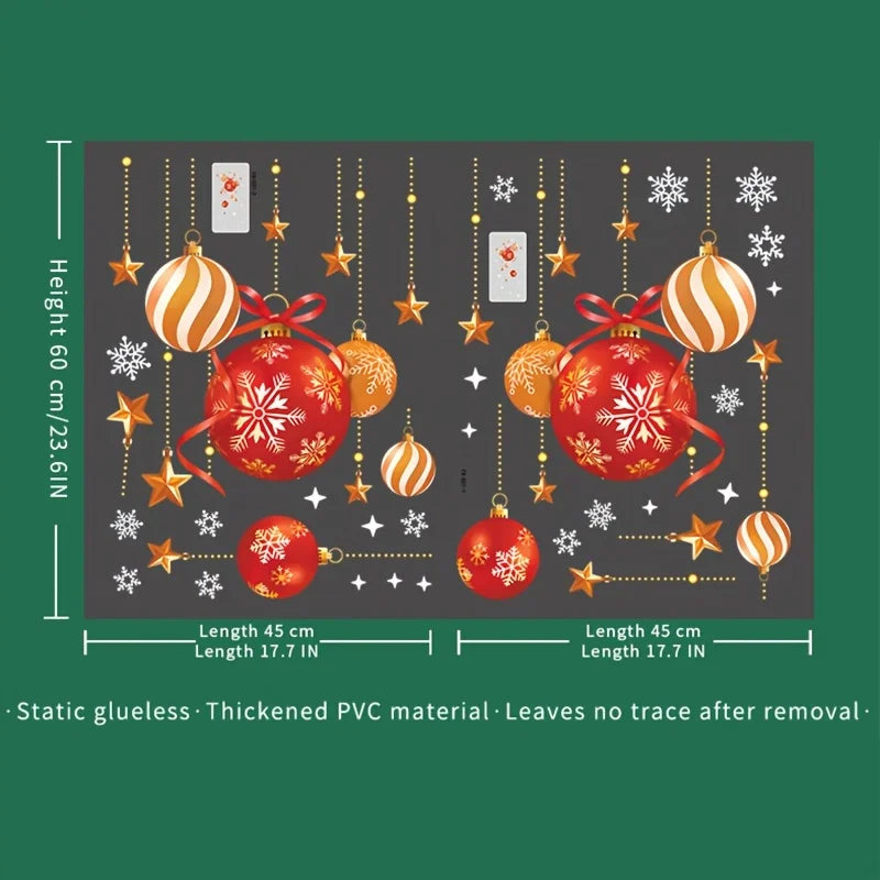 Christmas stickers, Festive Atmosphere Decoration, colorful Balls, Stars, Snowflakes, stickers, Decorative Glass Window stickers