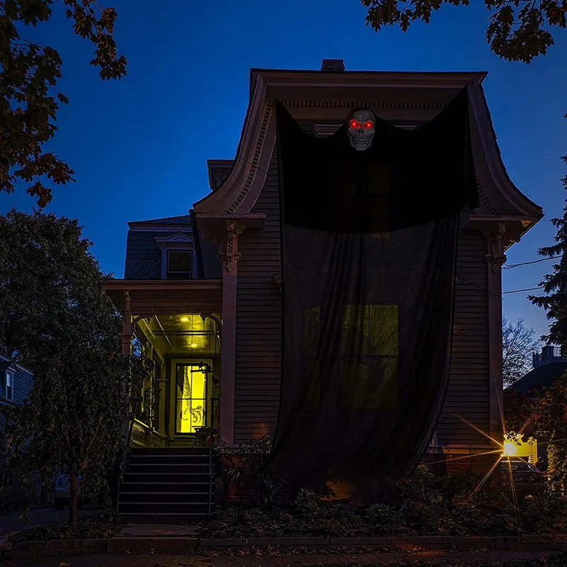 Halloween Hanging Ghost Decoration Scary Skeleton Ghost Spooky With Creepy Sound And Glowing Mask Home Outside Yard