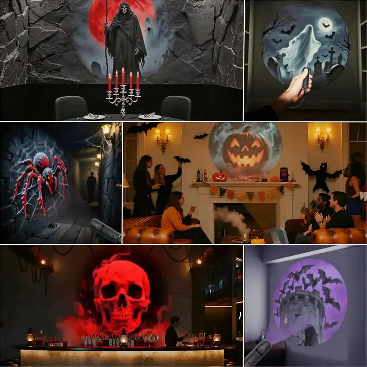 Deluxe USB Halloween HD Mini Projector Light with Spooky Slides