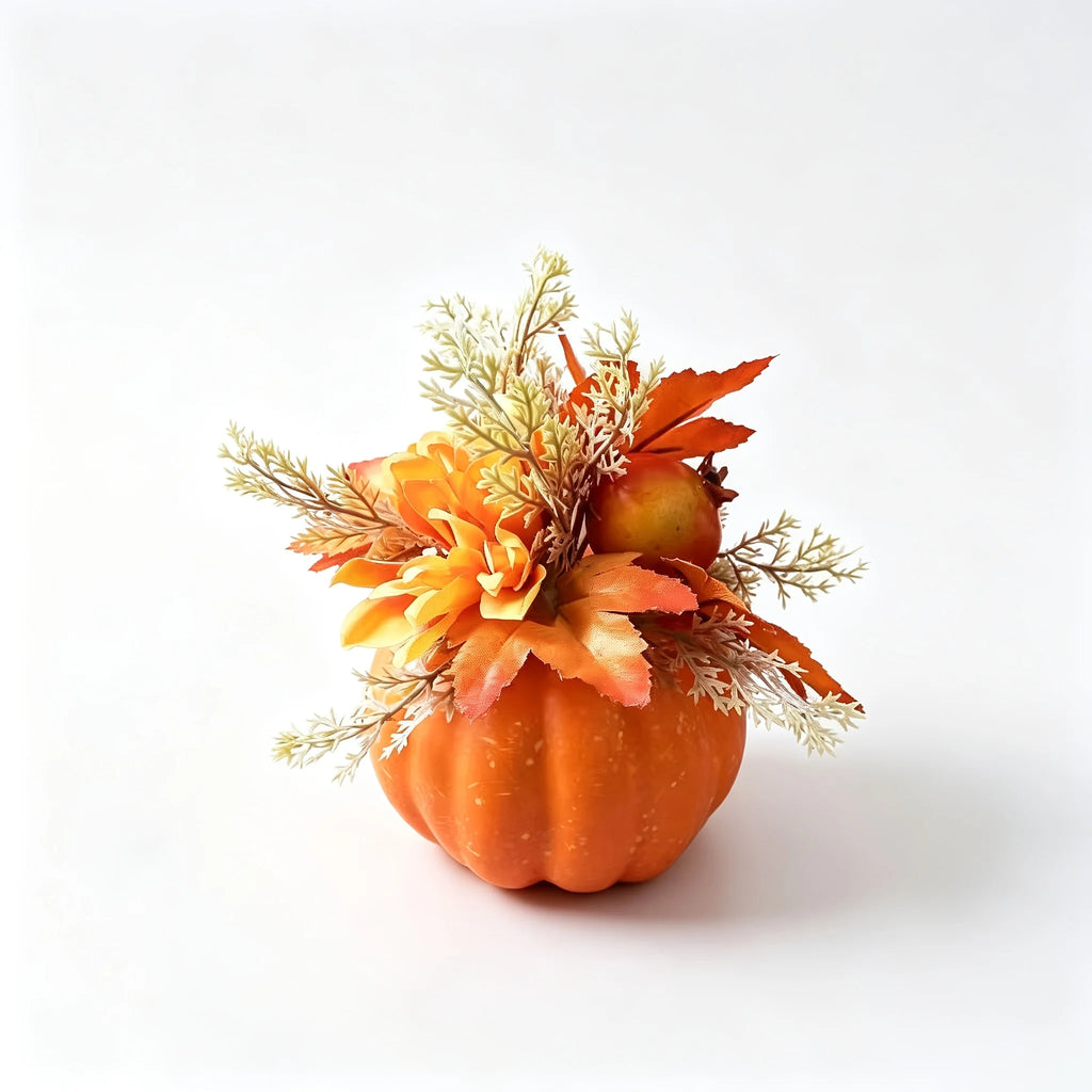 1 Piece Thanksgiving Harvest Artificial Flower and Artificial Pumpkin Decoration, Suitable for Placing and Arranging at the Home Dining Table during Harvest Festival and Thanksgiving