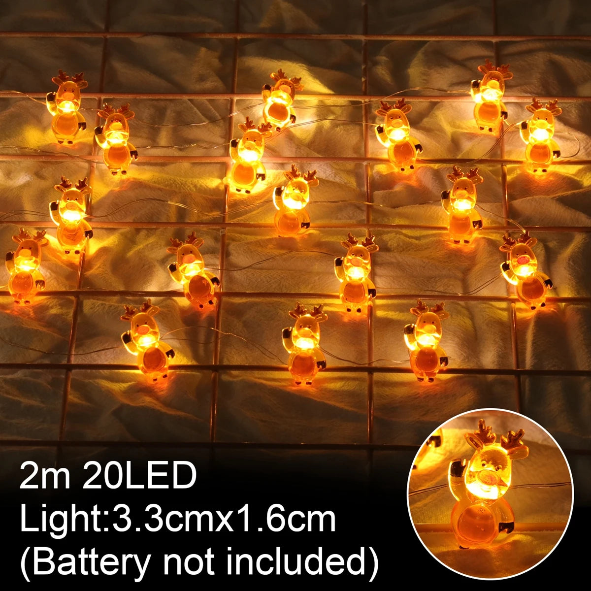 Christmas Tree String Lights Santa Claus Snowman Elk Garland 2023 Christmas Decorations for Home Xmas Ornaments Navidad New Year