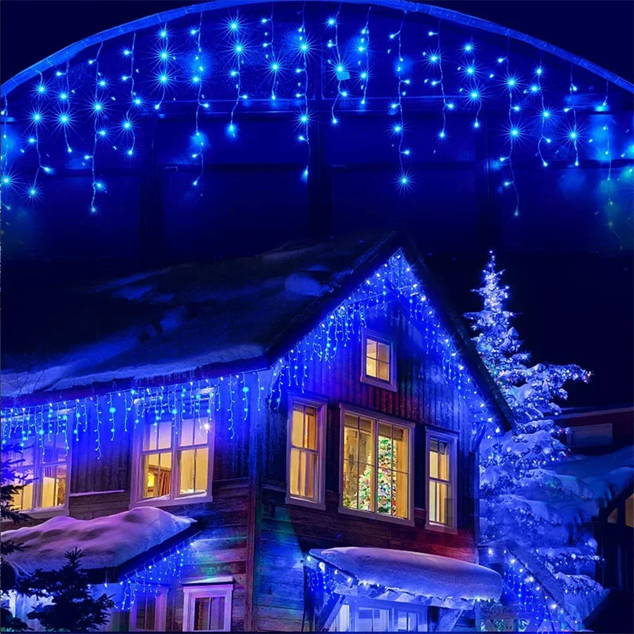 Christmas Decor Festoon Icicle Curtain Led Lights Wedding Garden Street Outdoor Waterproof Fairy String Light New Year Decor
