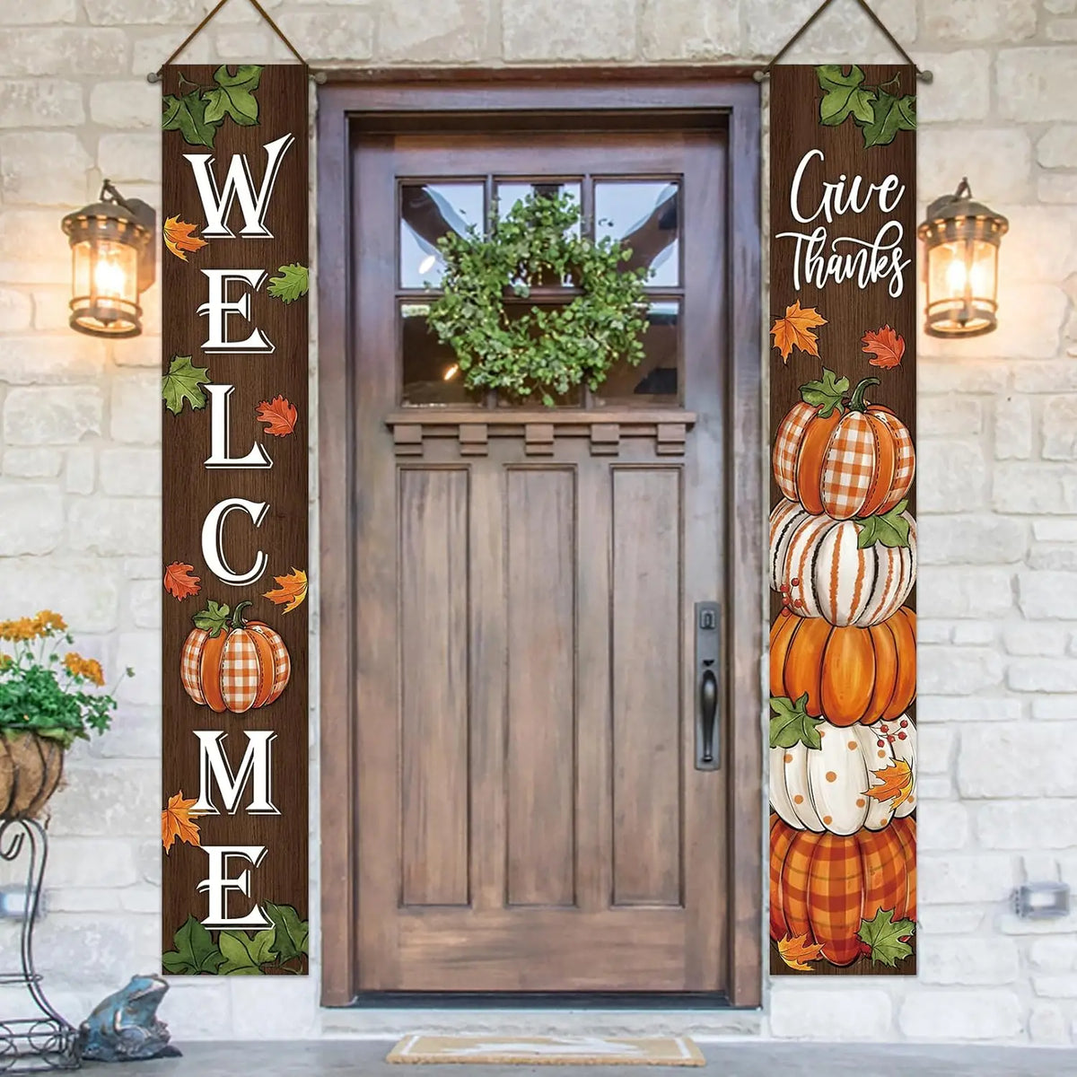 Thanksgiving Welcome Porch & Wall Banner – Fall Harvest Party Decor