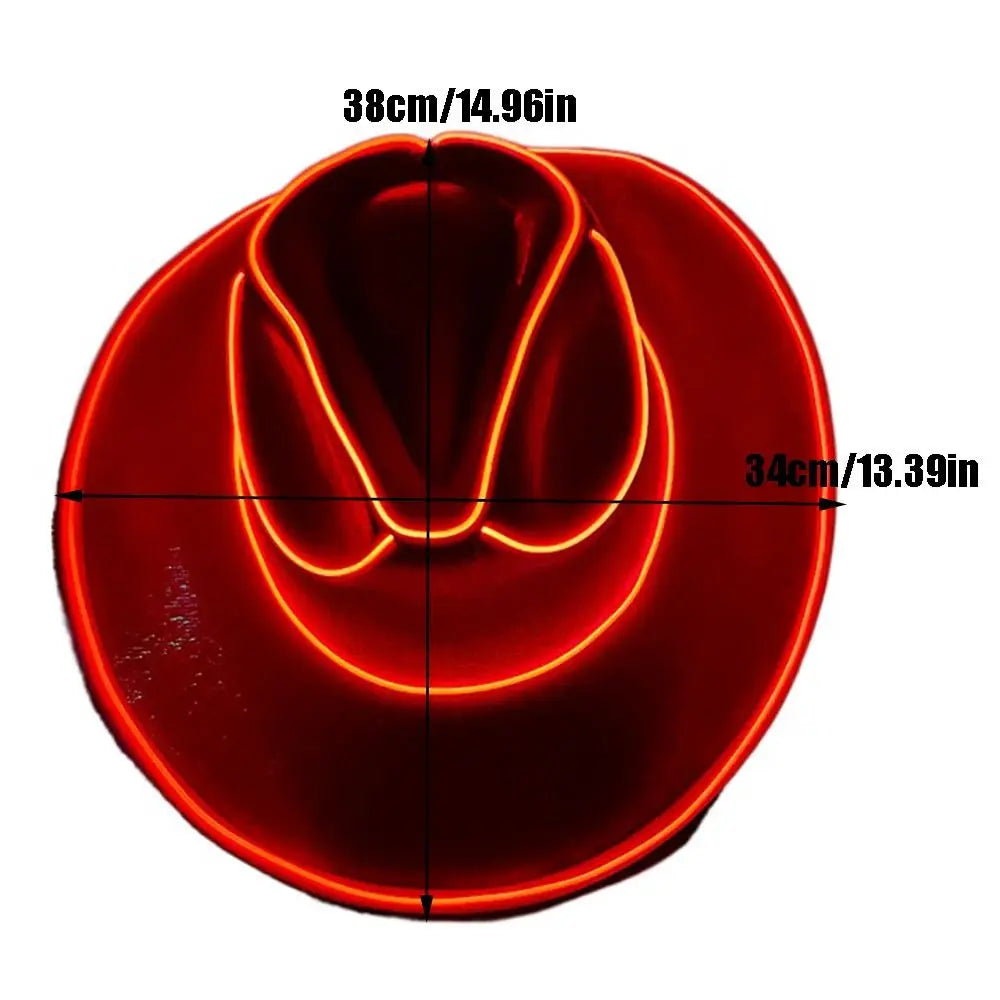 Pearlescent Neon Halloween Hats Colorful Cosplay Party Hats LED Luminous Cowboy Hat Cool Fashion Western Cowboy Hat Kids