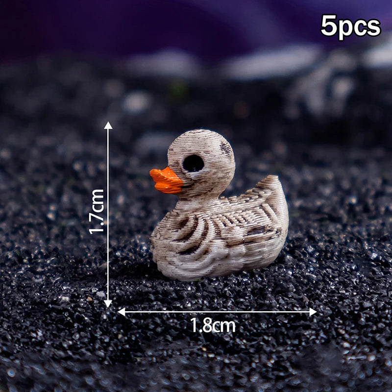 5PCS Mini Ducks Skeleton Halloween Decorations Resin Scary Duck Miniatures Home Decorative Figurines Micro Landscape