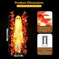 Swinging Ghost Outdoor Decor Light Up Large Hanging Ghost with String Lights for Porch Garden Patio Halloween Party Supplies