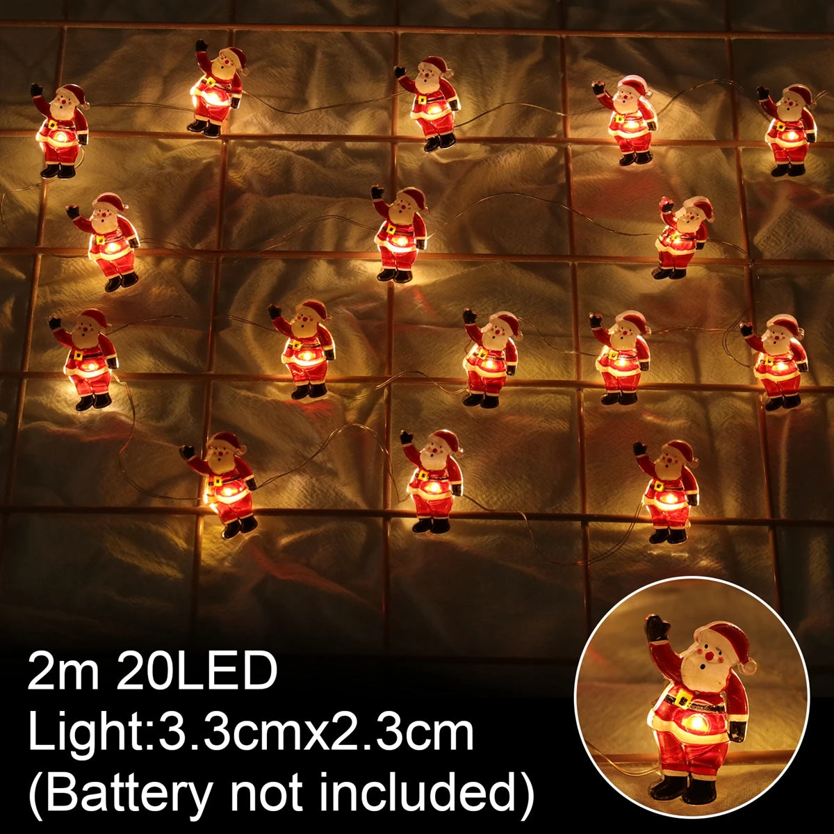 Christmas Tree String Lights Santa Claus Snowman Elk Garland 2023 Christmas Decorations for Home Xmas Ornaments Navidad New Year