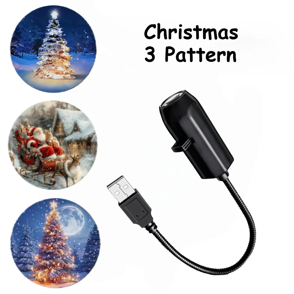 Christmas Projector Decor, Flexible Glowing Xmas Snow Santa Pattern Projection Ornament for Bedroom Party Christmas Decoration