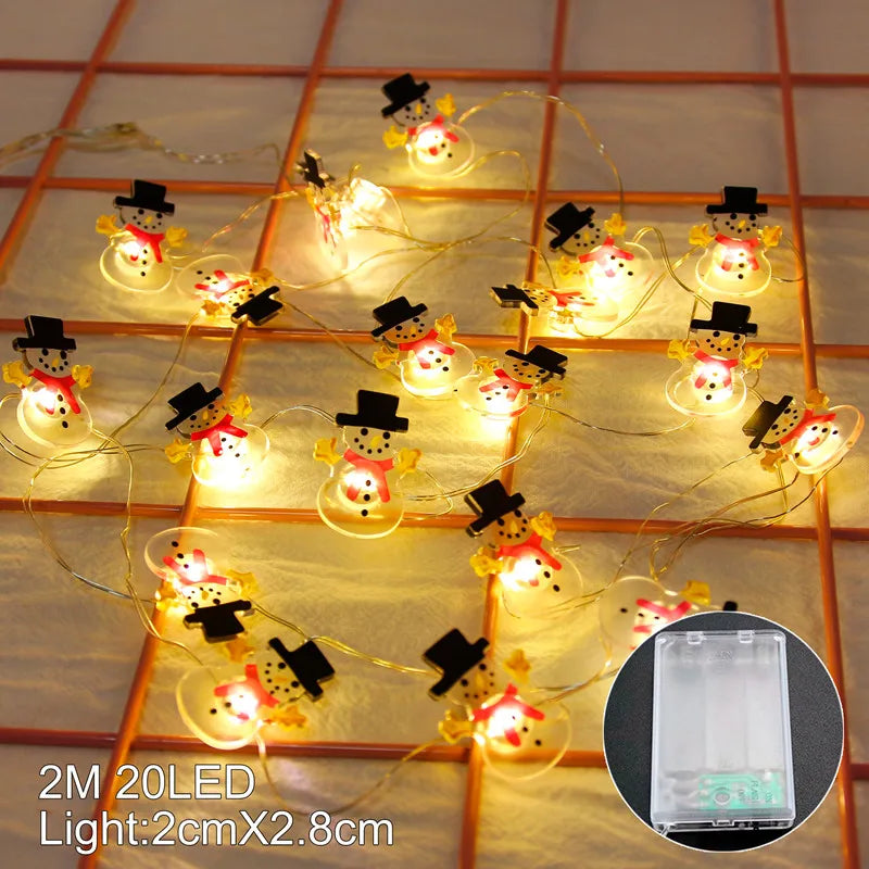 Christmas Tree String Lights Santa Claus Snowman Elk Garland 2023 Christmas Decorations for Home Xmas Ornaments Navidad New Year