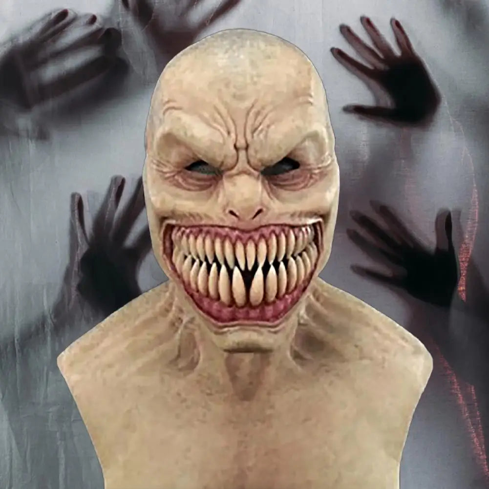 Scary Realistic Halloween Props Unique Emulsion Craft Decoration Halloween Headgear Halloween Face Cover Horror Face Cover
