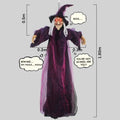 2026 Halloween Spooky Voice Control Lumious Talking Witch Outdoor Purple Animatronic Witch Decor Prop Red Eye Animated Witch