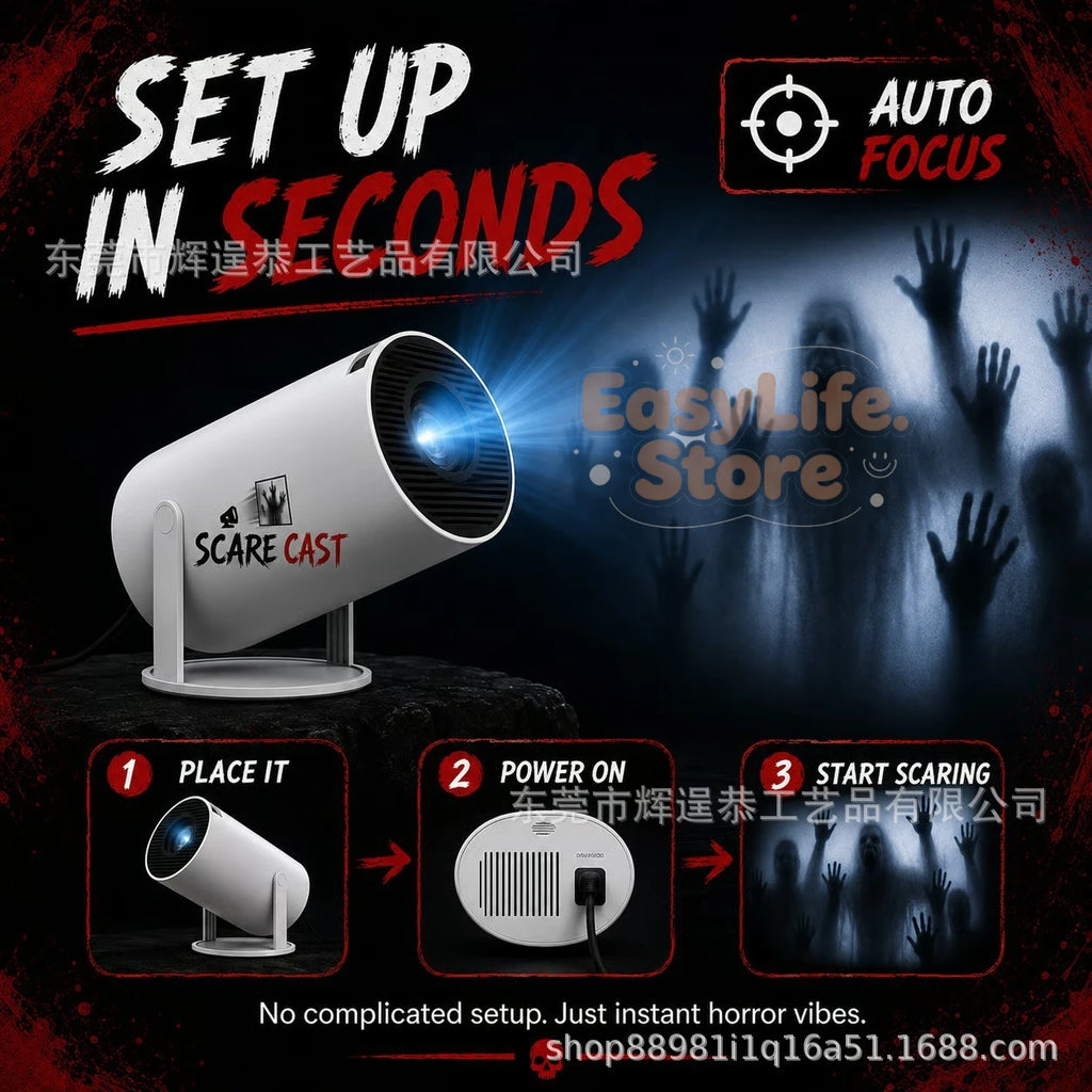 Deluxe ScareCast 180° Smart Halloween Window & Home Theater Projector