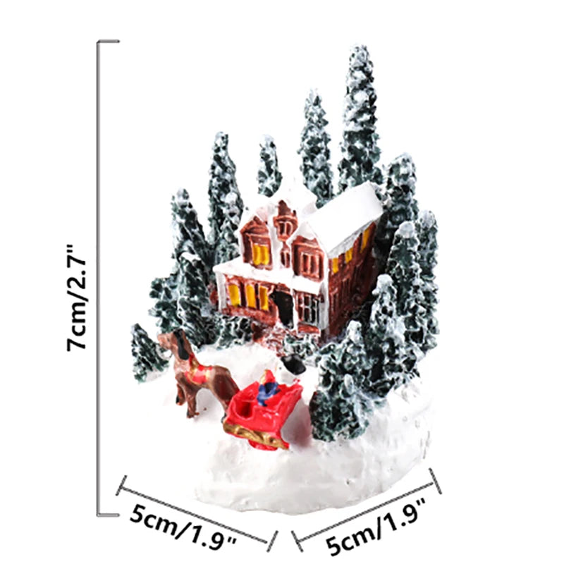 Christmas LED Light Ornaments Santa Castle Snow House Luminous Crafts 2025 New Year Kid Gift Xmas Party Home Decor
