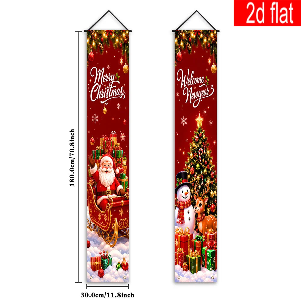 Christmas couplets, Christmas-themed decorations, indoor and outdoor porches, front of the living room