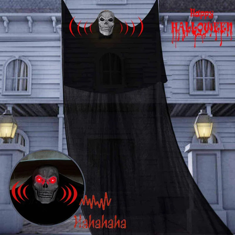 Halloween Hanging Ghost Decoration Scary Skeleton Ghost Spooky With Creepy Sound And Glowing Mask Home Outside Yard