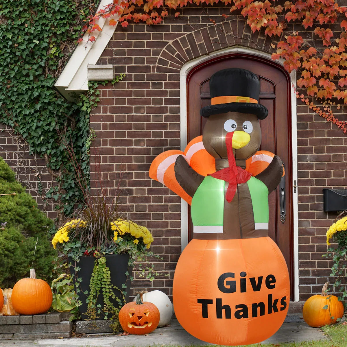 Thanksgiving Inflatable Turkey Decoration with LED Lights Suitable for Fall Harvest Party, Indoor and Outdoor Shopping Mall Yard