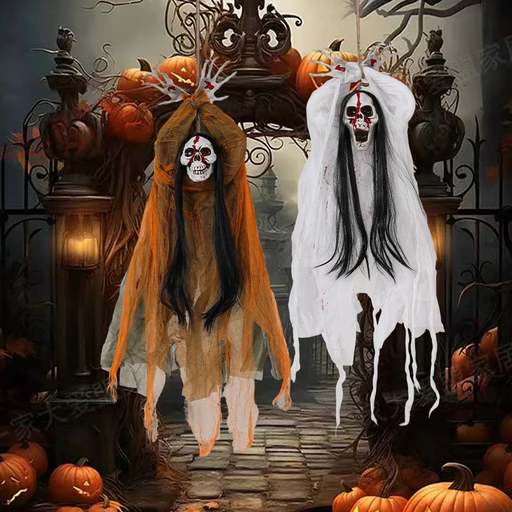 Flexibly Matched Halloween Decorations Halloween Skull Ghost Decoration Spooky Halloween Hanging Ghost for Haunted for Porch