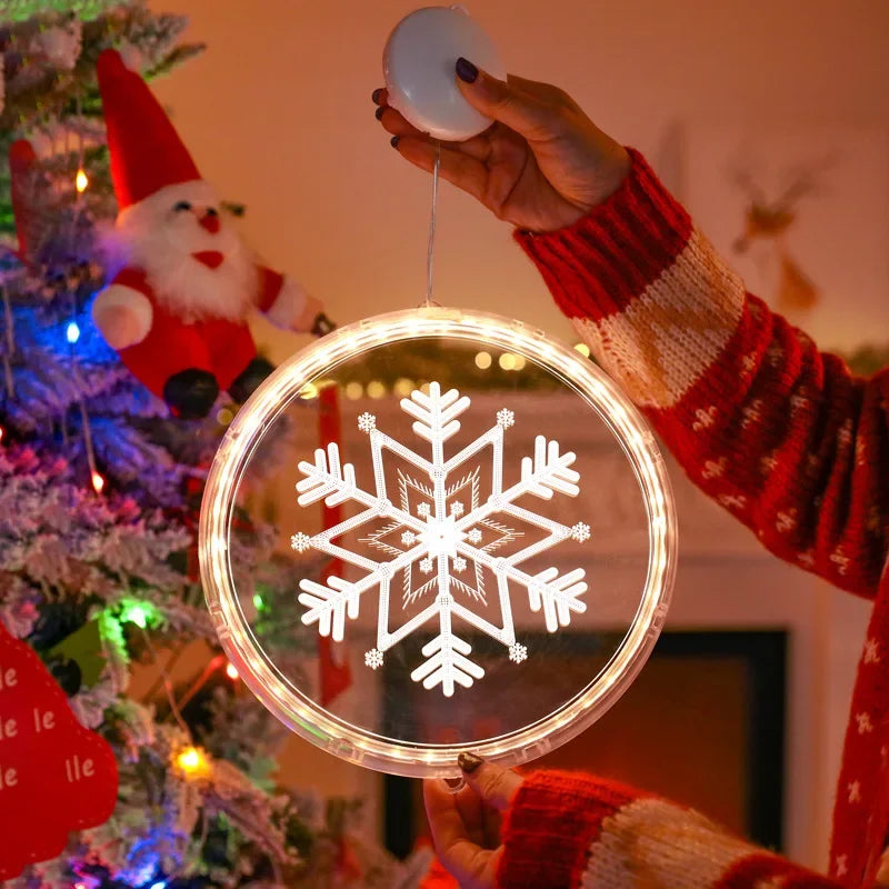 Merry Christmas LED Fairy Lights Santa Claus Elk Living Doors Windows Decoration New Year Gift 2025 Christmas Tree Hanging Light