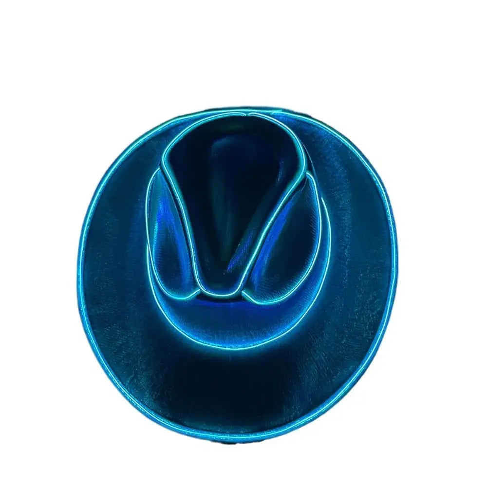 Pearlescent Neon Halloween Hats Colorful Cosplay Party Hats LED Luminous Cowboy Hat Cool Fashion Western Cowboy Hat Kids