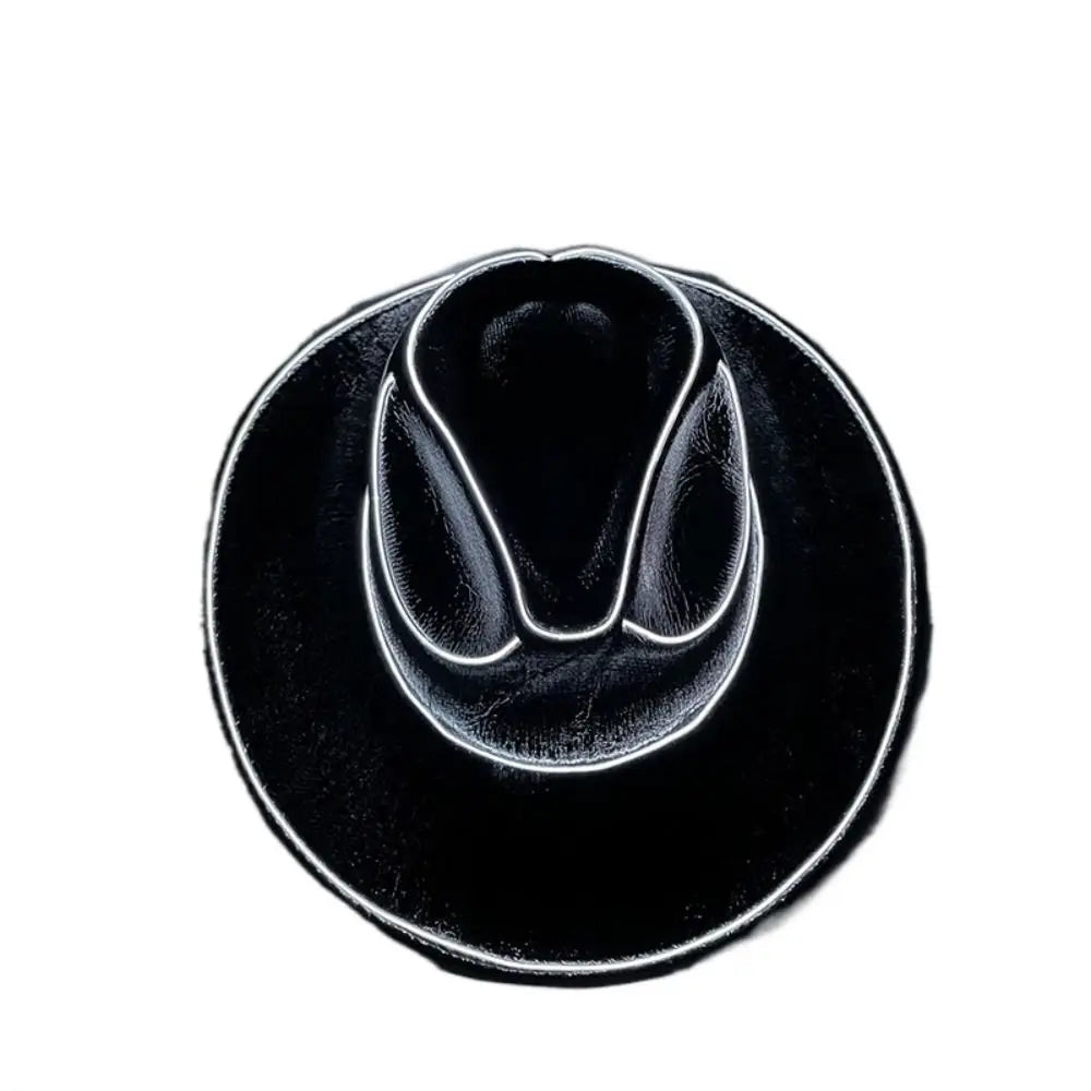Pearlescent Neon Halloween Hats Colorful Cosplay Party Hats LED Luminous Cowboy Hat Cool Fashion Western Cowboy Hat Kids