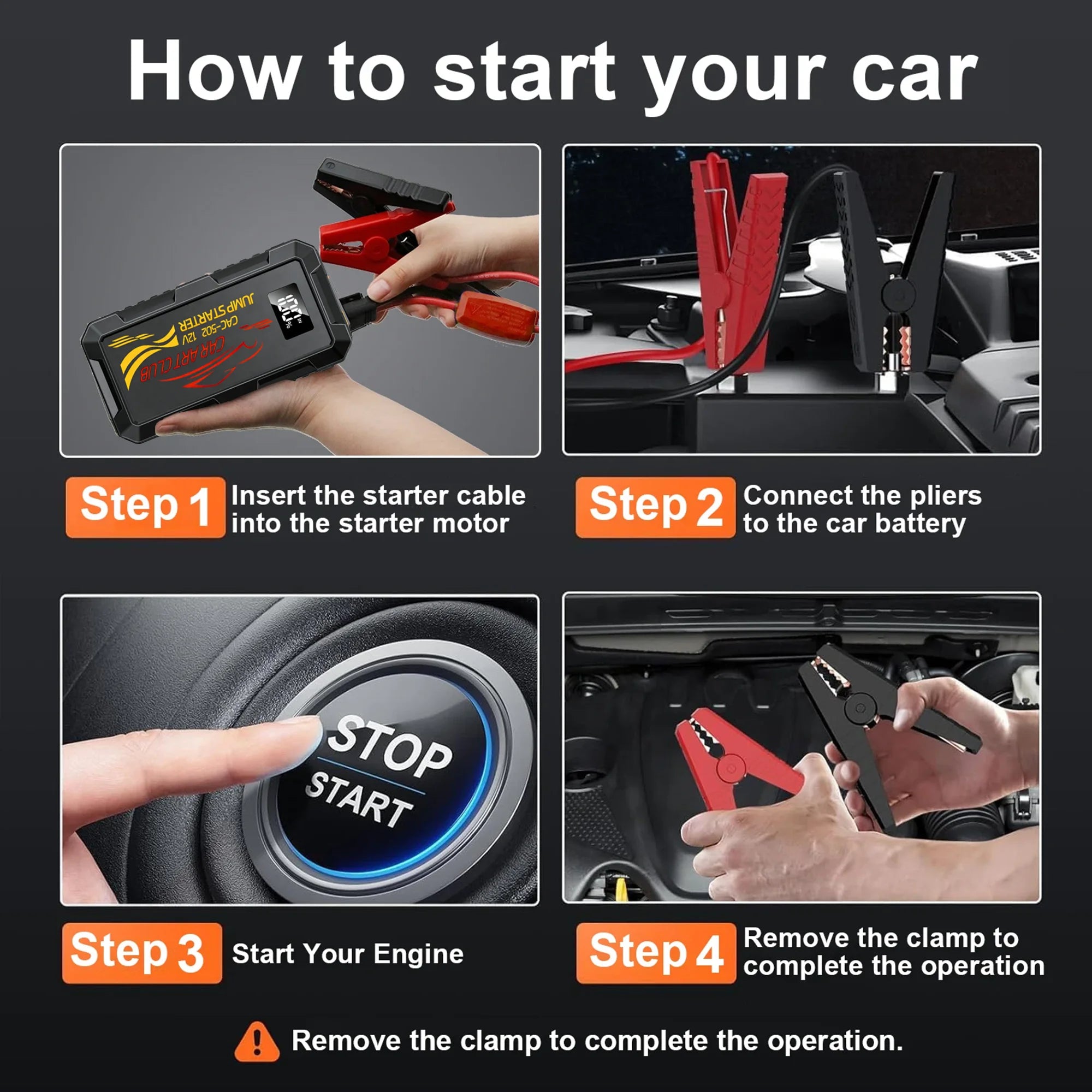 2026 12V Car Jump Starter Power Bank Portable Car Battery Booster Charger Starting Device Auto Emergency Start-up Lighting