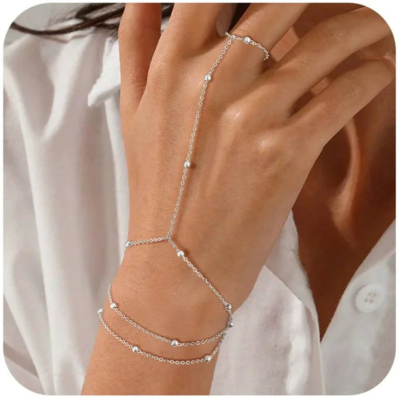 Deluxe Minimalist Dainty Hand Chain Bracelet & Finger Ring Harness