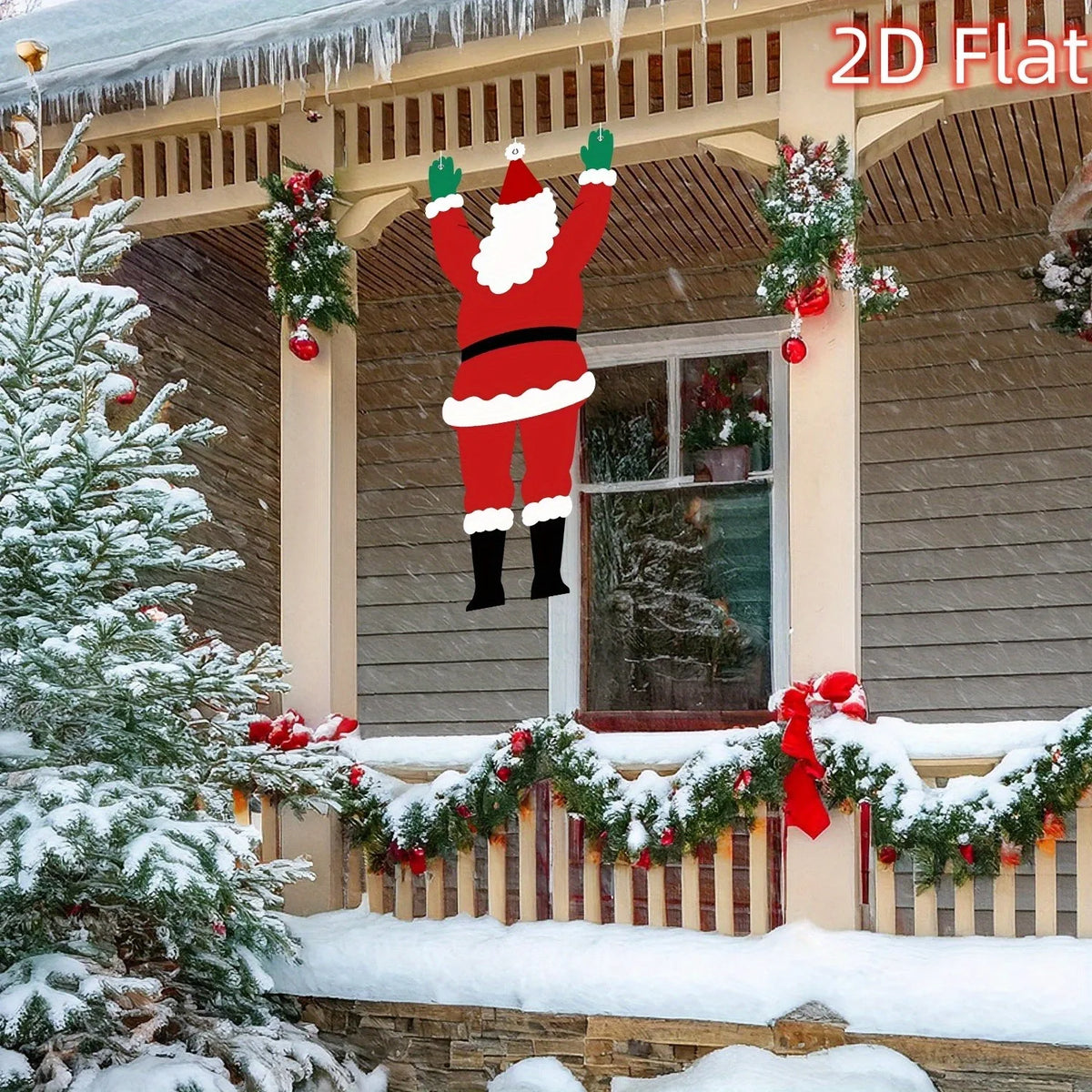 Christmas Santa Cutout Decor Climbing Santa Ornament for Front Door Porch Outdoor Xmas Holiday Home Wall Hanging Party Decor